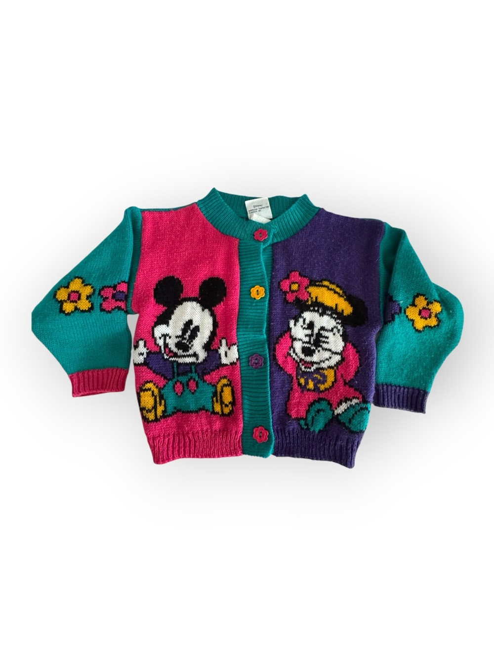 Vintage Mickey and Minnie Mouse Disney Colorblock Knit Cardigan